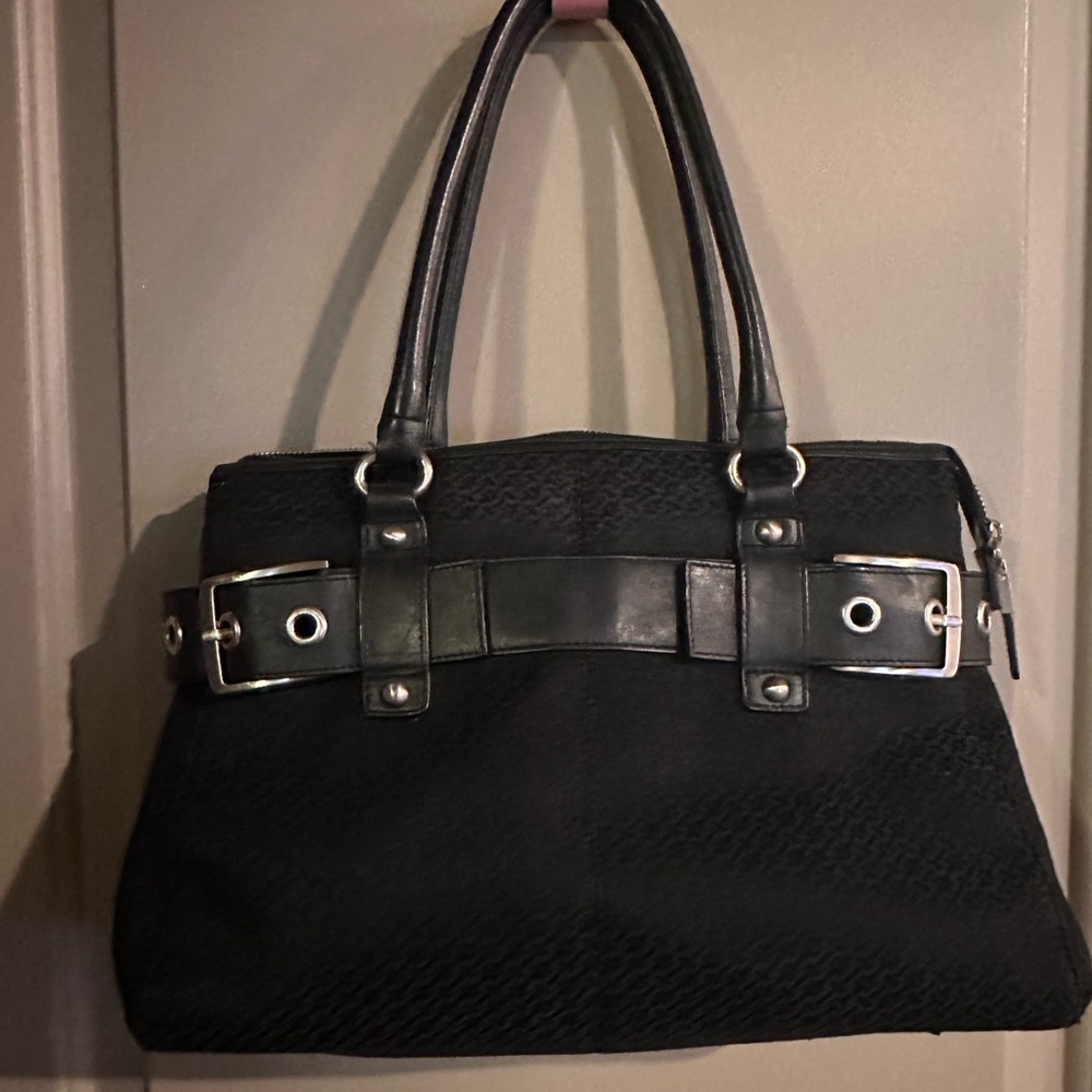 Talbots Black Handbag with Silver Accents